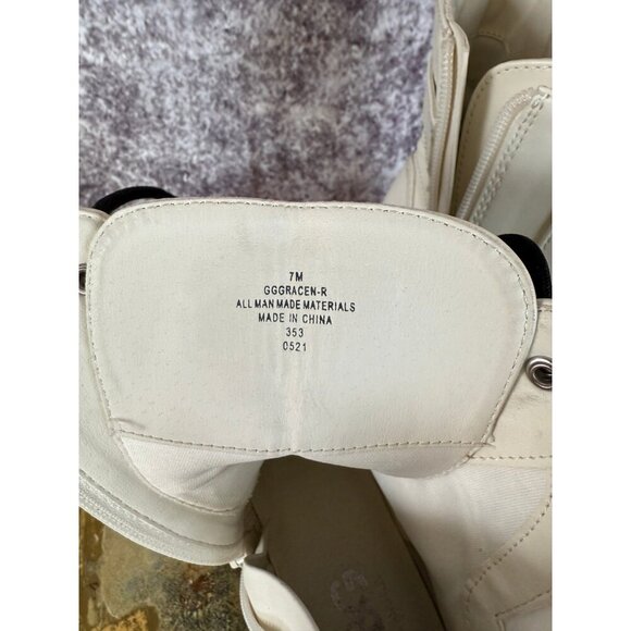 G by Guess White Boots Grace Combat Moto Ankle Buckled Side Zip Lace Up 7M - Picture 8 of 8